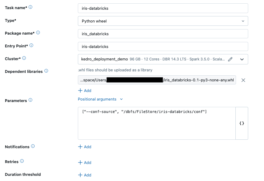 Configure Databricks job