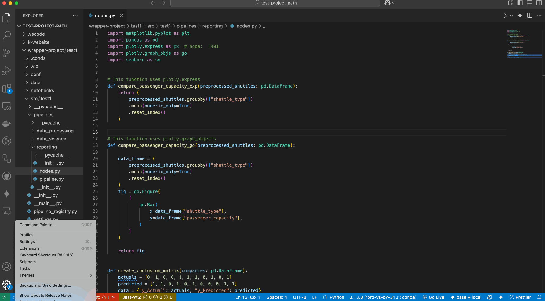 Setting Kedro project path through Settings
